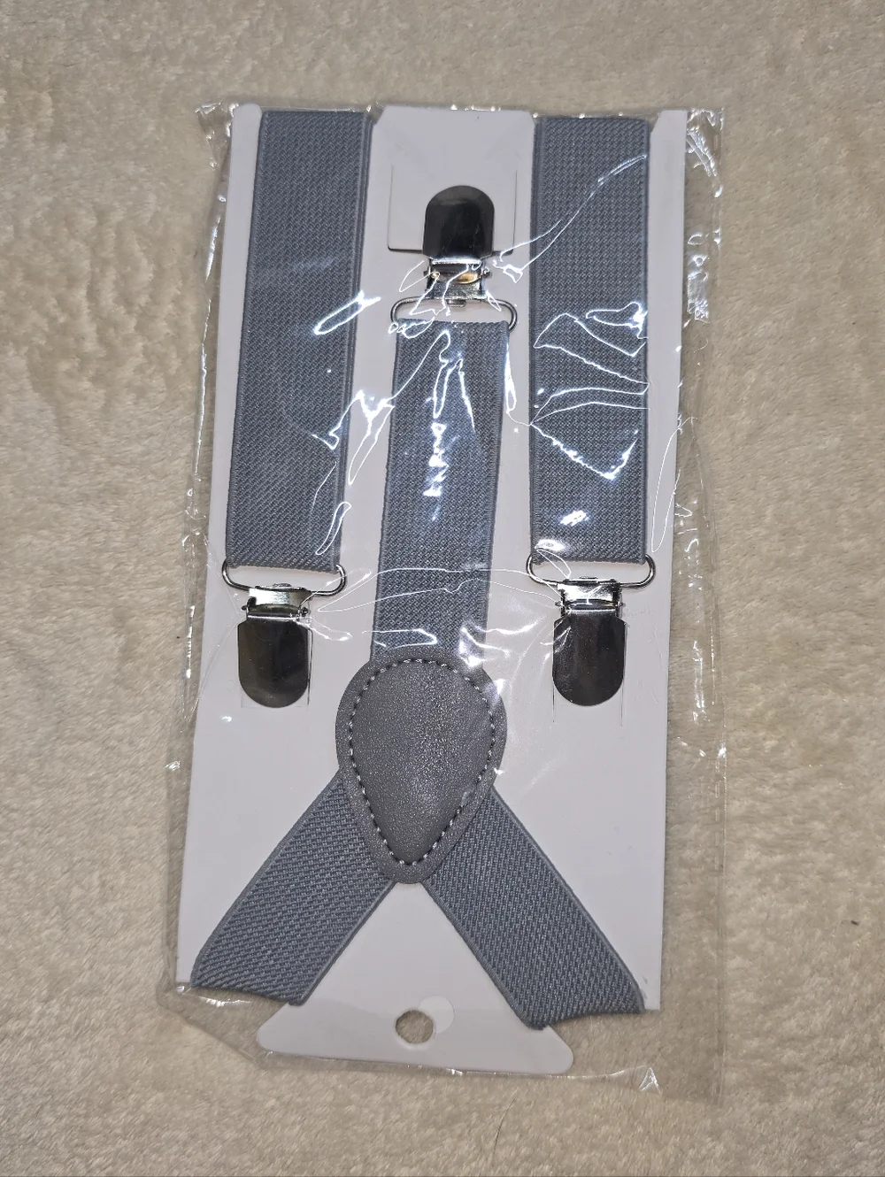 Unbranded Boys Gray Adjustable Clip-On Suspenders BRAND NEW